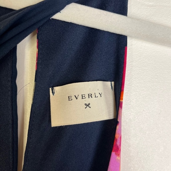 Everly Anthropologie Halter Dress M Navy Floral Fall Layering Boho Wedding Guest - Picture 8 of 10